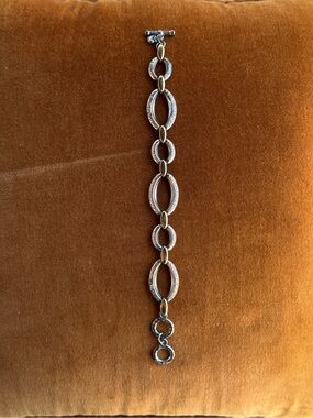 Brighton Alta Brushed Silver Filigree Oval Link Bracelet
